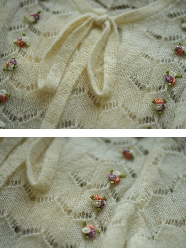 Ivory Blossom Ribbon Knit