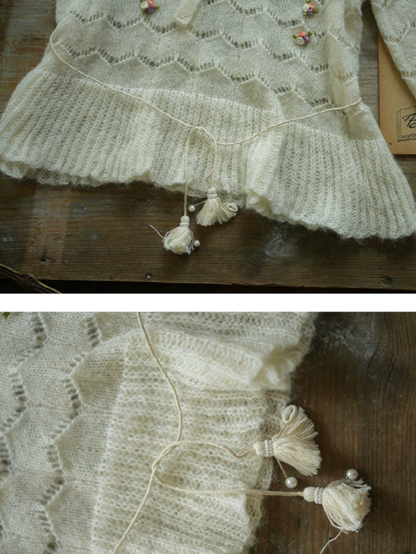 Ivory Blossom Ribbon Knit