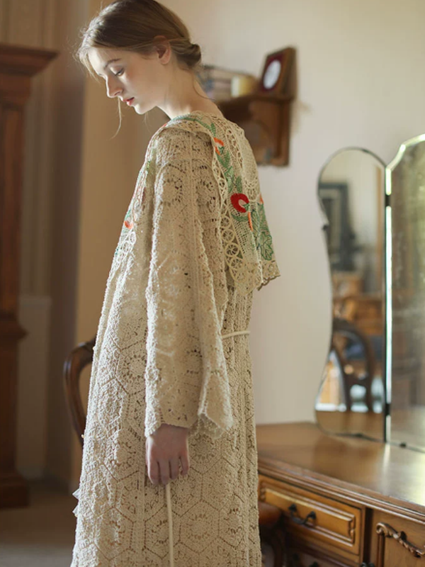 Forest Tale Antique Embroidered Collar Cardigan