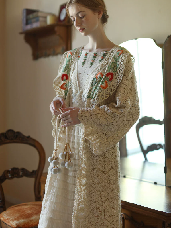 Forest Tale Antique Embroidered Collar Cardigan