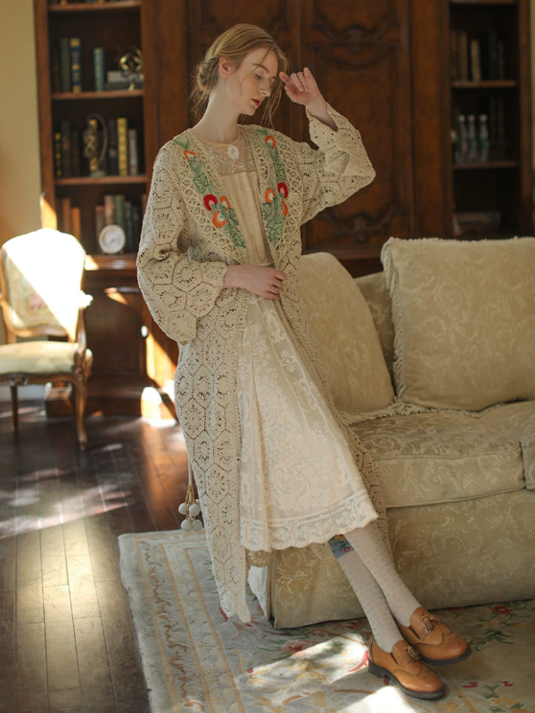 Forest Tale Antique Embroidered Collar Cardigan