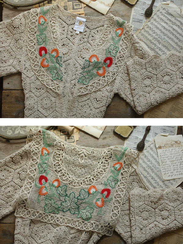 Forest Tale Antique Embroidered Collar Cardigan