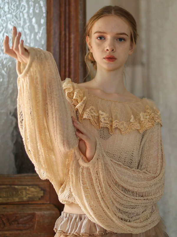 Elegant Forest Lace Frill Knit