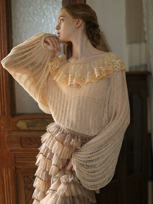 Elegant Forest Lace Frill Knit