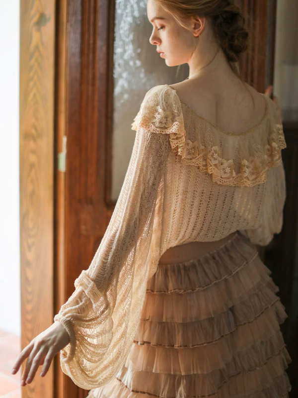 Elegant Forest Lace Frill Knit