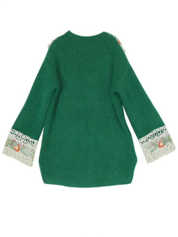 Forest Green Fruit Lace Sweater