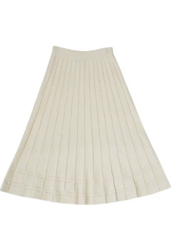 Ivory Blossom Pleated Skirt