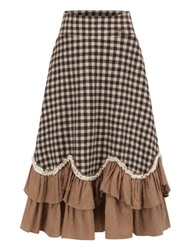 Chic Harmony Vintage Checkered Skirt