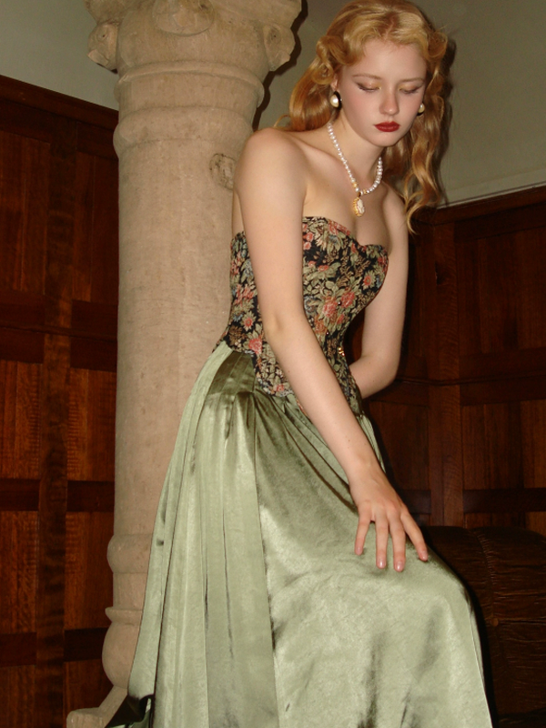 Vintage Elegance Satin Long Skirt