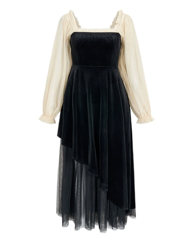 Velvet Chiffon Harmony French Dress