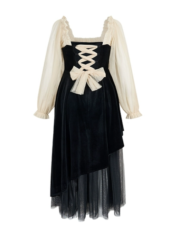 Velvet Chiffon Harmony French Dress