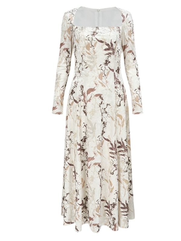 Ivory Velvet Winter Blossom Dress