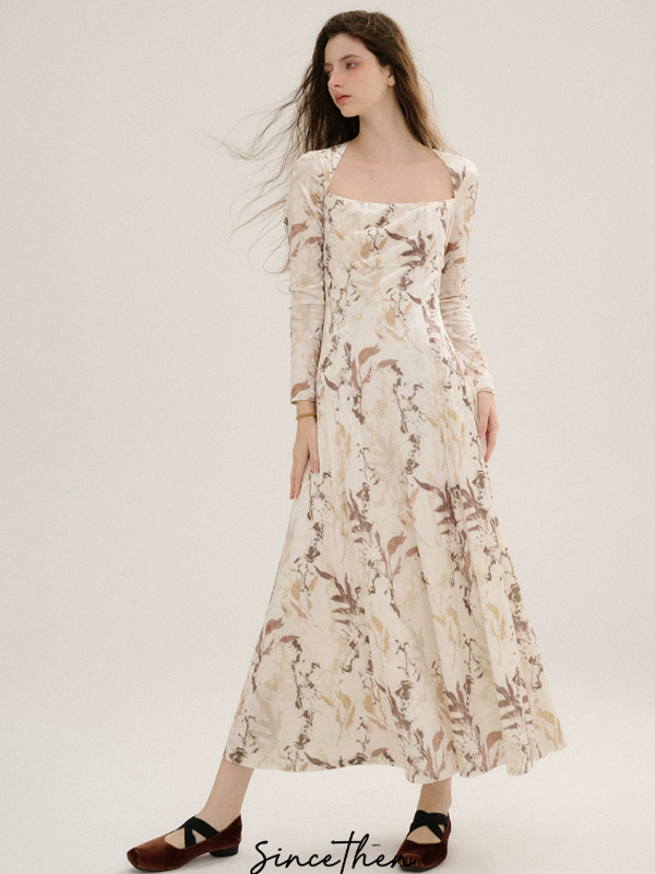 Ivory Velvet Winter Blossom Dress