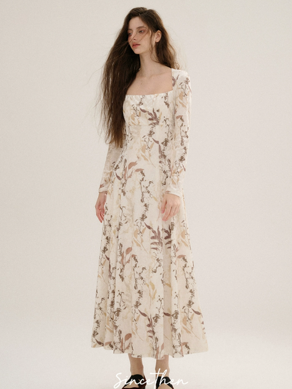 Ivory Velvet Winter Blossom Dress