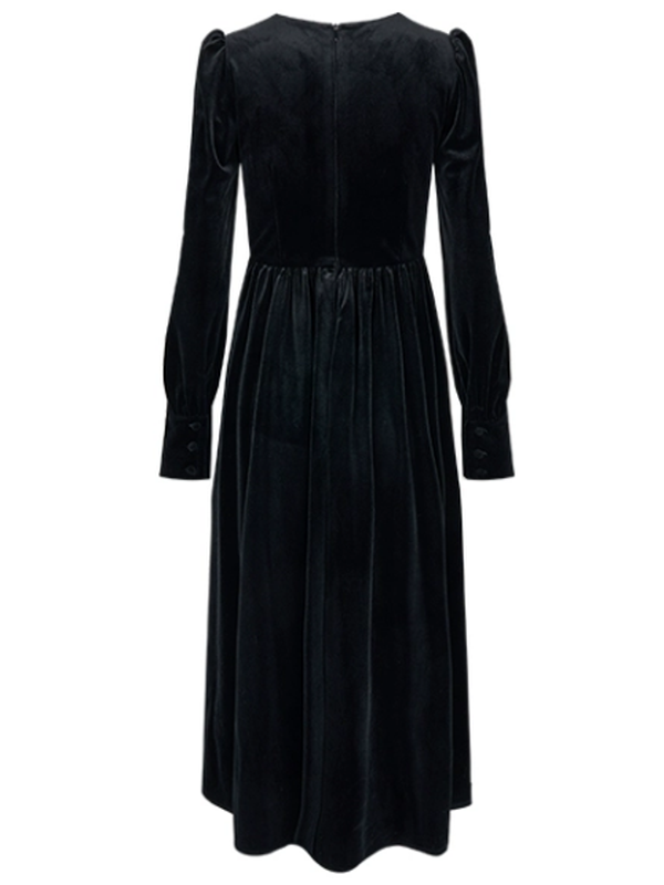 Black Velvet Puff Elegance Dress