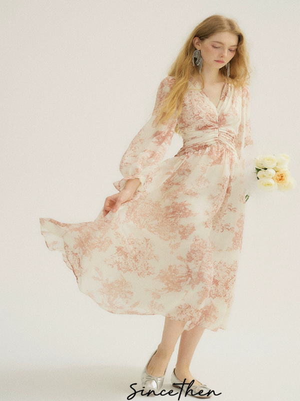 Ivory Petal Puff Sleeve Dress