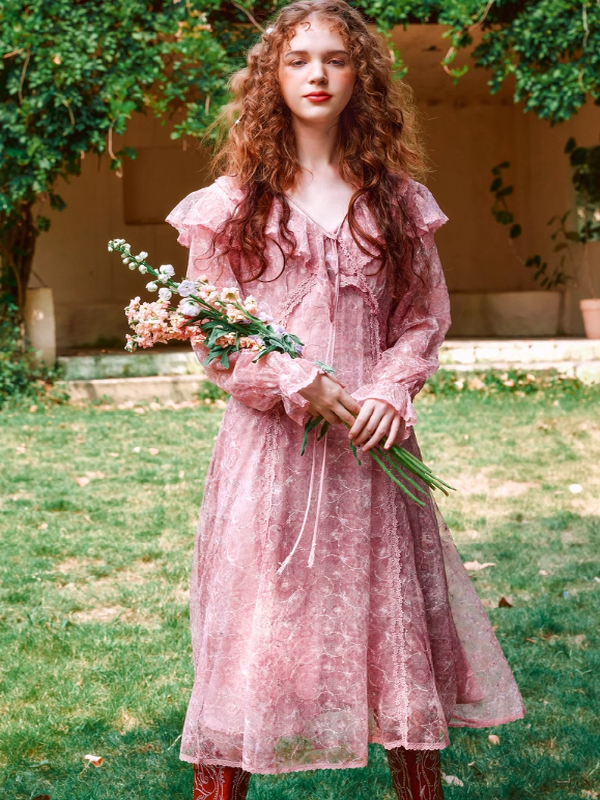 Fairy Garden Floral Embroidery Dress