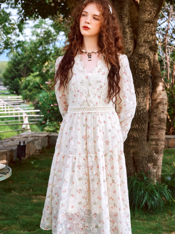 Spring Blossom Embroidered Dress