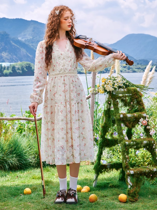 Spring Blossom Embroidered Dress