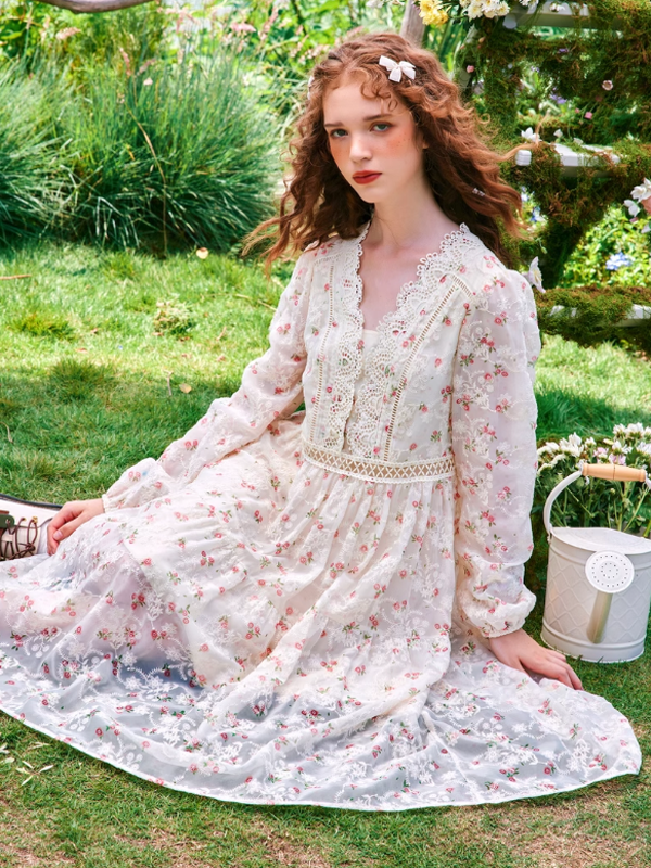 Spring Blossom Embroidered Dress