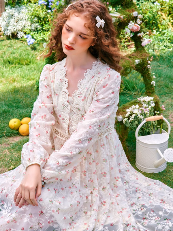 Spring Blossom Embroidered Dress