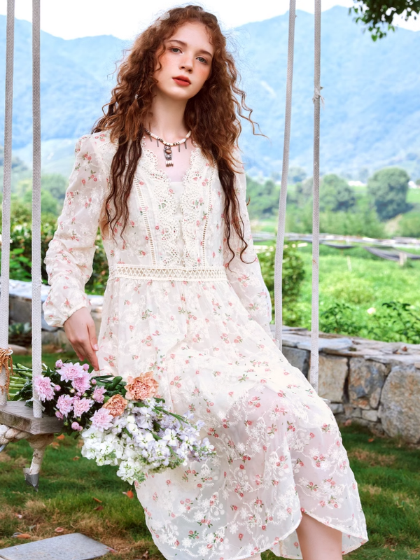 Spring Blossom Embroidered Dress