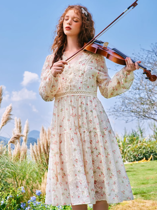 Spring Blossom Embroidered Dress