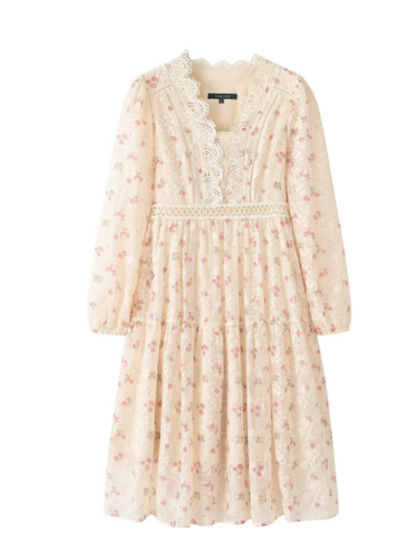 Spring Blossom Embroidered Dress