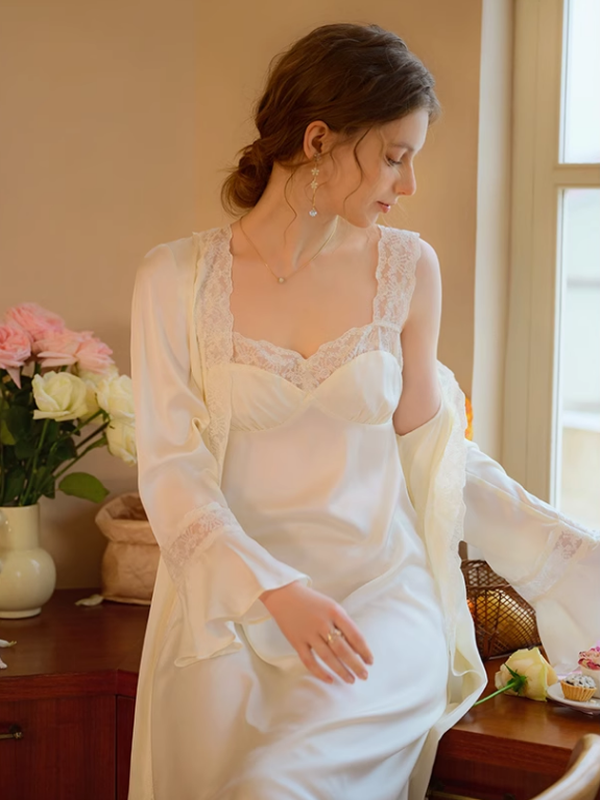 Elegant Whisper Sky Blue Nightgown