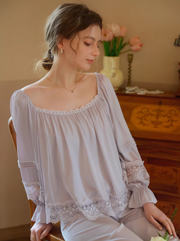 Lavender Dream Lace-Trimmed Pajama