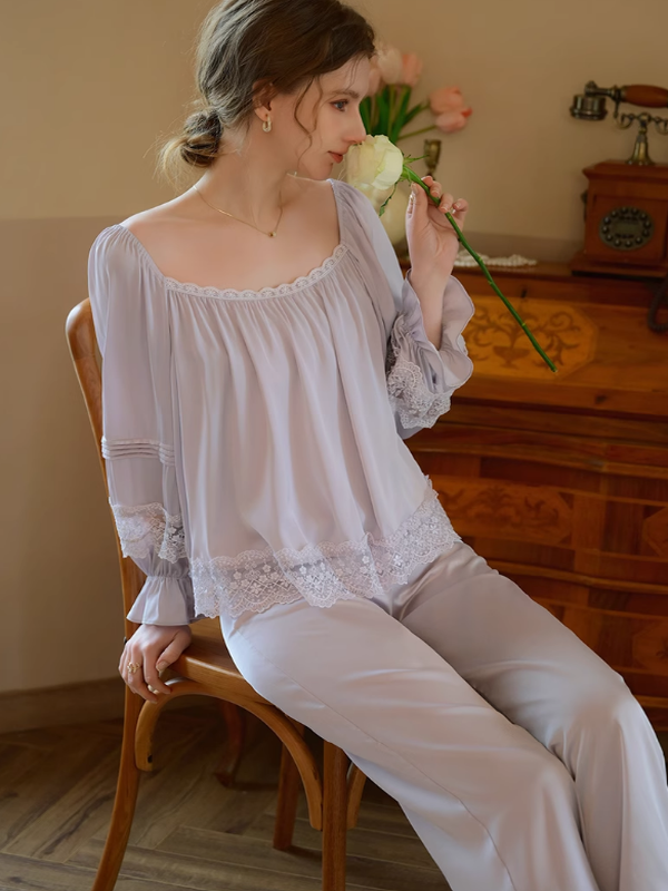 Lavender Dream Lace-Trimmed Pajama