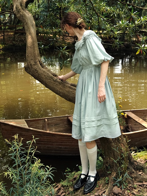 Enchanted Forest Mint Linen Dress