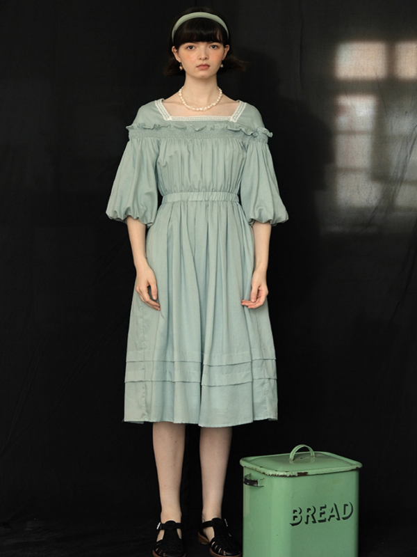 Enchanted Forest Mint Linen Dress