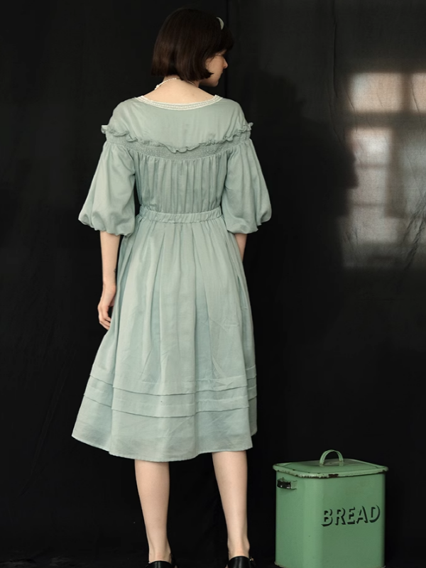 Enchanted Forest Mint Linen Dress