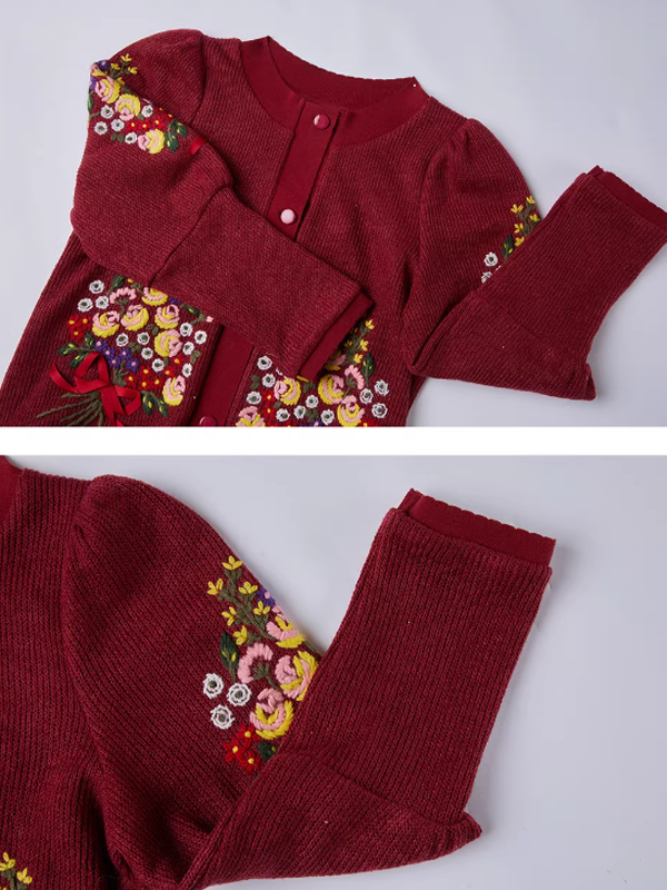 Floral Embroidered Ruby Cardigan