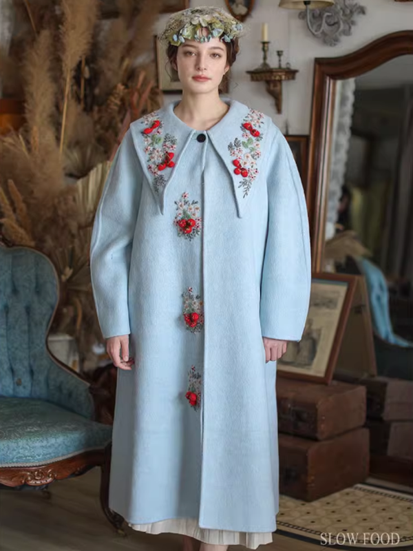 Embroidered Eden Woolen Coat