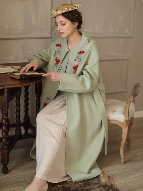 Embroidered Eden Woolen Coat