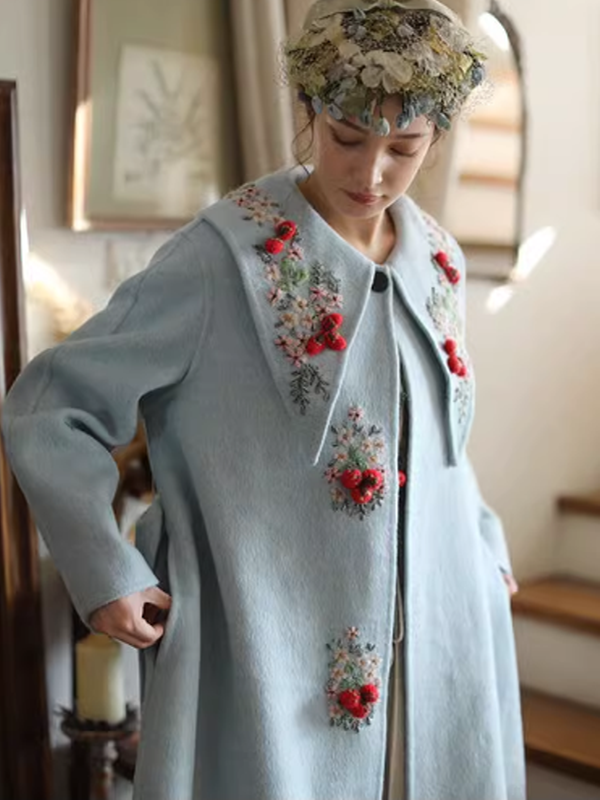 Embroidered Eden Woolen Coat