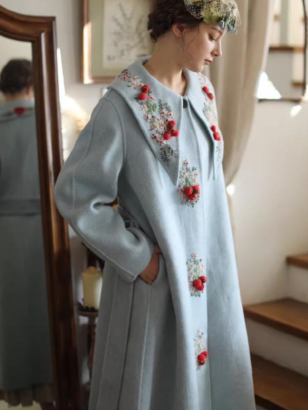 Embroidered Eden Woolen Coat