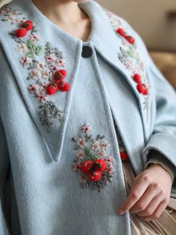 Embroidered Eden Woolen Coat