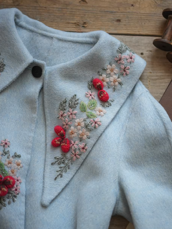 Embroidered Eden Woolen Coat