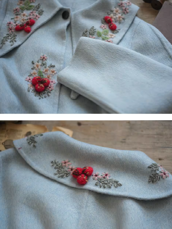 Embroidered Eden Woolen Coat