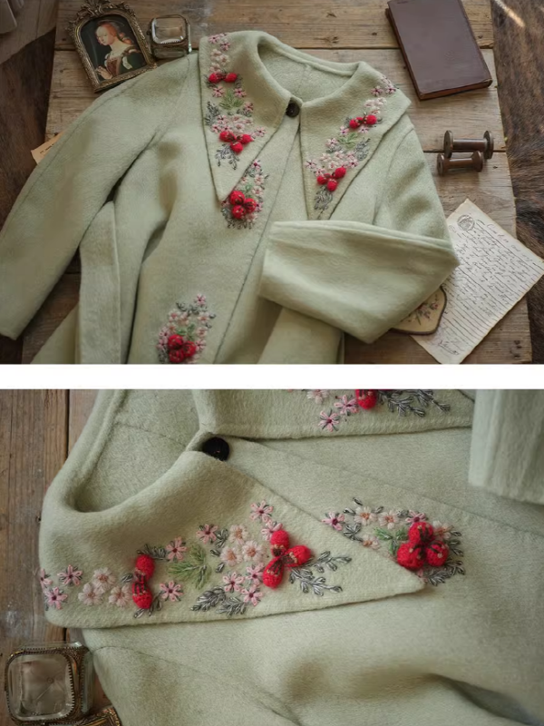 Embroidered Eden Woolen Coat