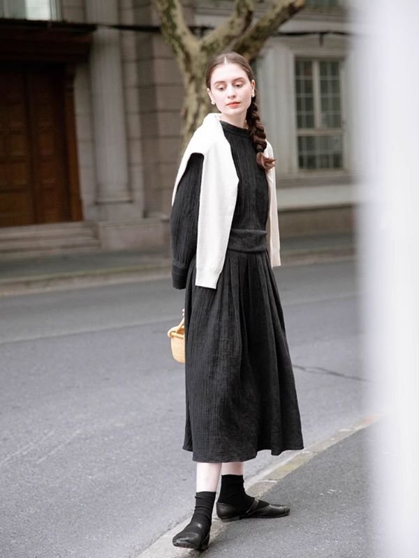 Vintage Black Cotton Dress