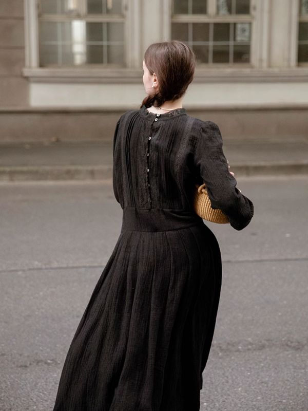 Vintage Black Cotton Dress