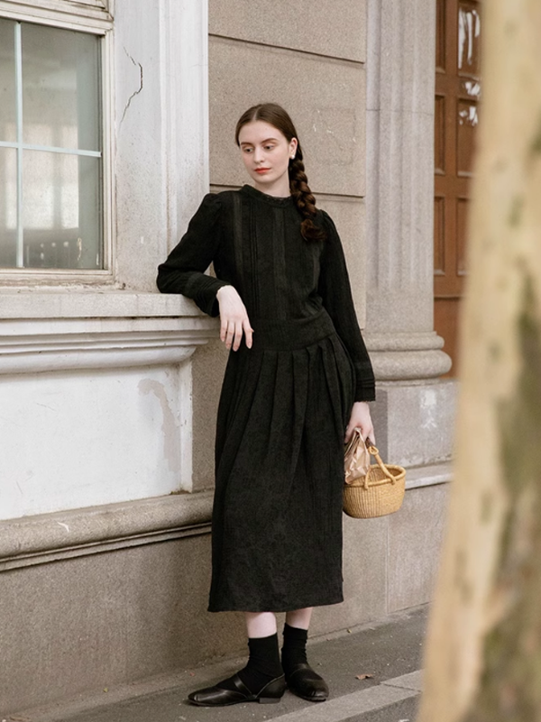 Vintage Black Cotton Dress