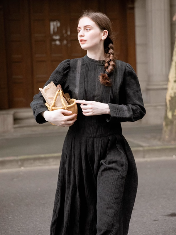 Vintage Black Cotton Dress