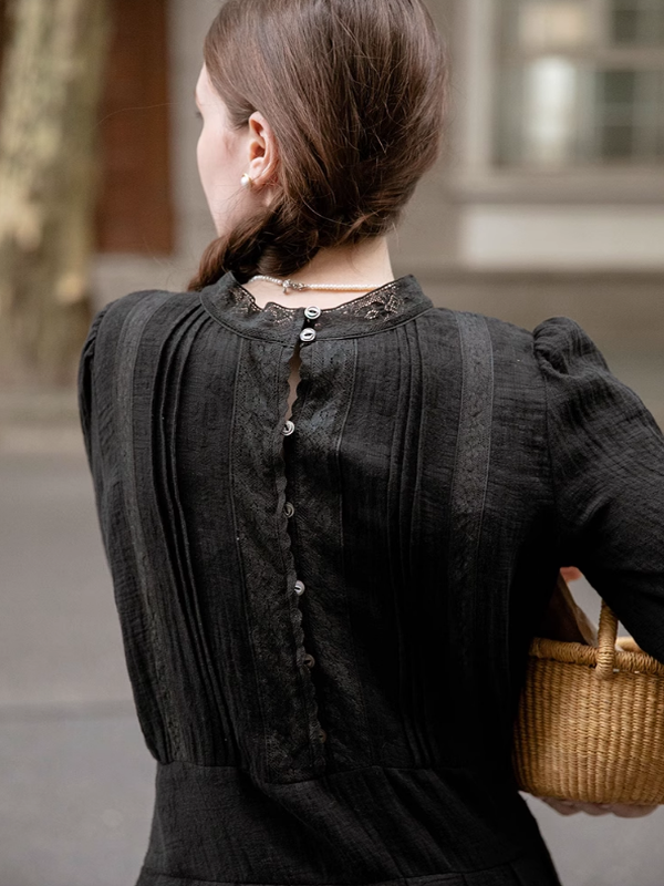 Vintage Black Cotton Dress