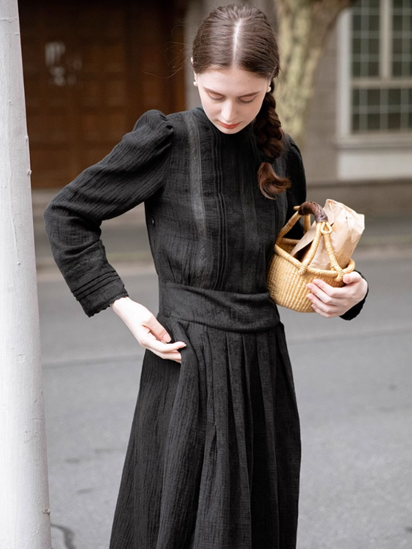 Vintage Black Cotton Dress