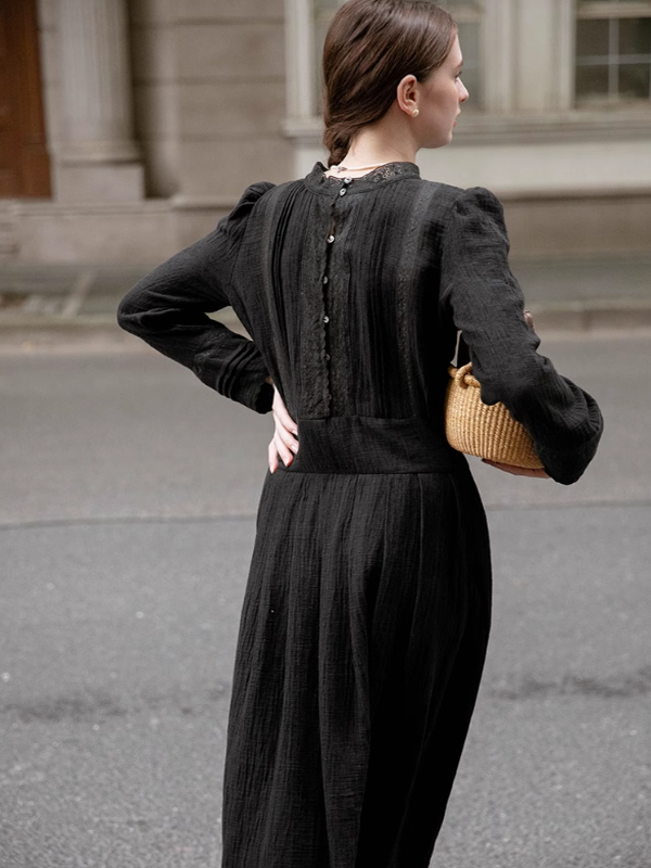 Vintage Black Cotton Dress